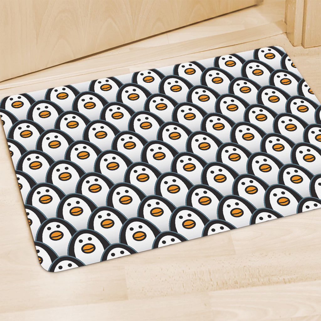 Cute Penguin Face Pattern Print Polyester Doormat