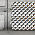 Cute Penguin Face Pattern Print Polyester Shower Curtain