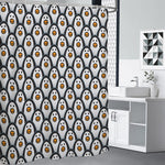 Cute Penguin Face Pattern Print Premium Shower Curtain