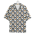 Cute Penguin Face Pattern Print Rayon Hawaiian Shirt