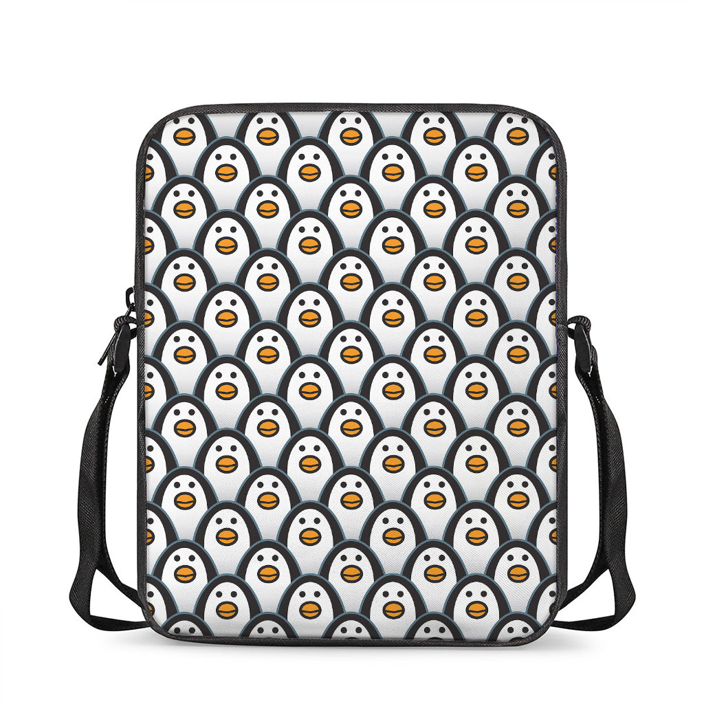 Cute Penguin Face Pattern Print Rectangular Crossbody Bag