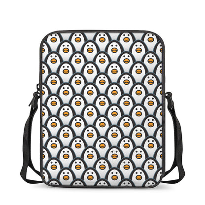 Cute Penguin Face Pattern Print Rectangular Crossbody Bag