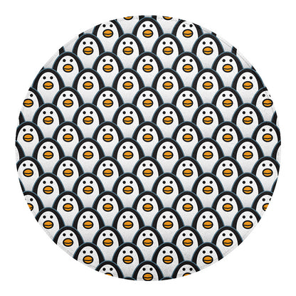 Cute Penguin Face Pattern Print Round Blanket
