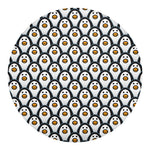 Cute Penguin Face Pattern Print Round Blanket