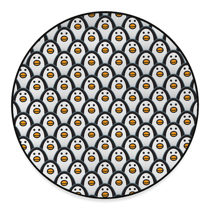 Cute Penguin Face Pattern Print Round Floor Mat
