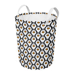 Cute Penguin Face Pattern Print Round Laundry Basket