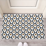 Cute Penguin Face Pattern Print Rubber Doormat