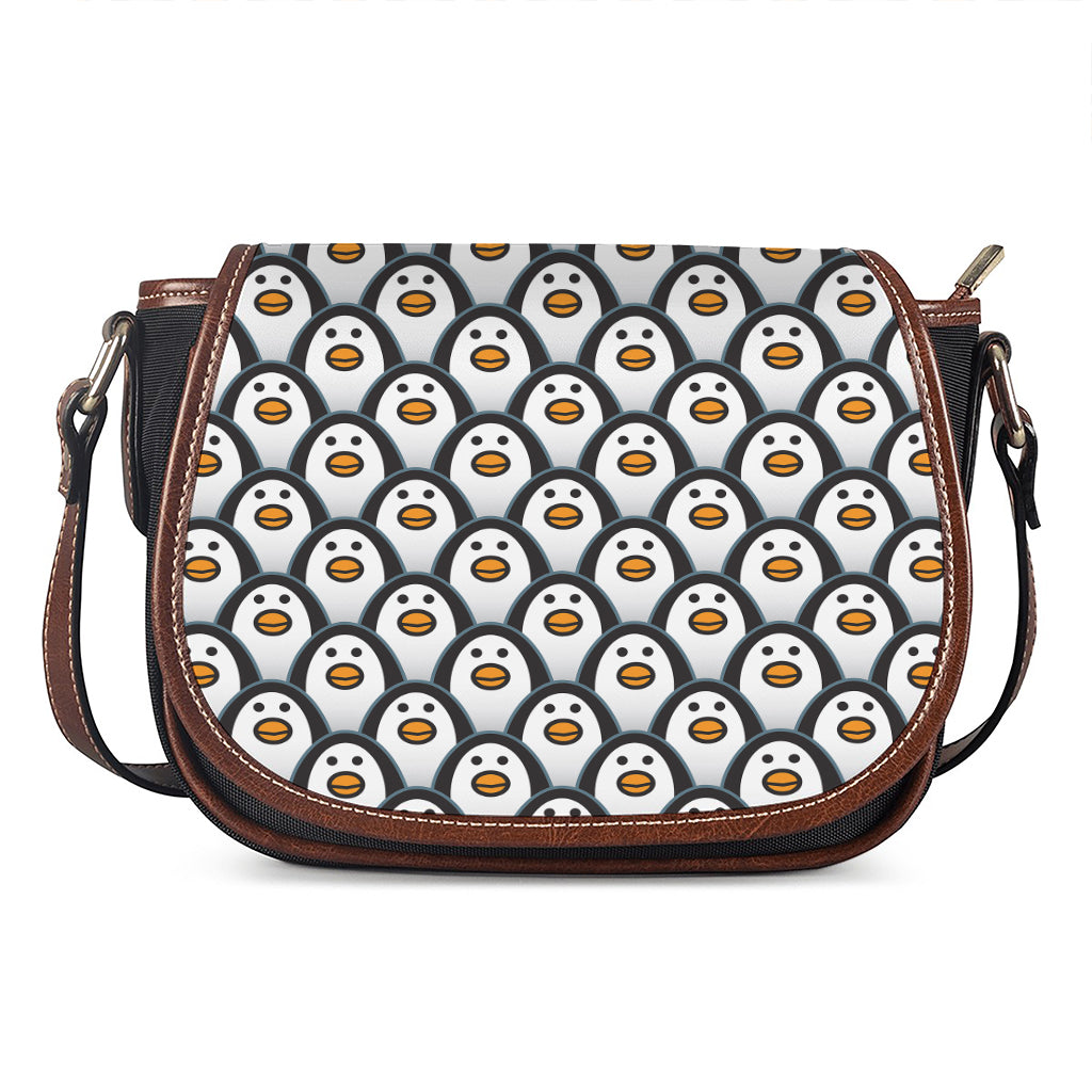 Cute Penguin Face Pattern Print Saddle Bag