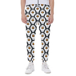 Cute Penguin Face Pattern Print Scuba Joggers