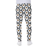 Cute Penguin Face Pattern Print Scuba Joggers