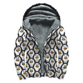 Cute Penguin Face Pattern Print Sherpa Lined Zip Up Hoodie