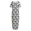 Cute Penguin Face Pattern Print Short Sleeve Long Nightdress