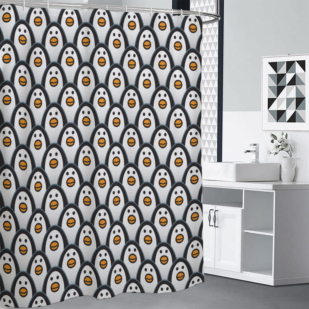 Cute Penguin Face Pattern Print Shower Curtain