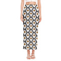 Cute Penguin Face Pattern Print Side Slit Maxi Skirt
