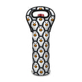 Cute Penguin Face Pattern Print Single Neoprene Wine Tote