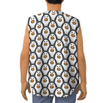Cute Penguin Face Pattern Print Sleeveless Baseball Jersey