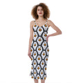 Cute Penguin Face Pattern Print Slim Fit Midi Cami Dress