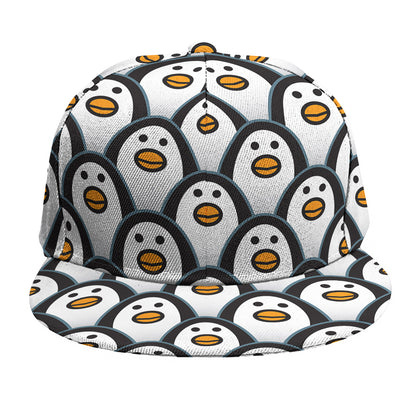 Cute Penguin Face Pattern Print Snapback Cap