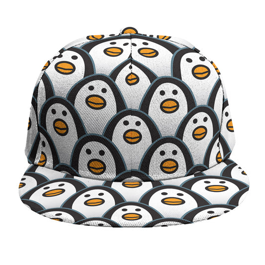 Cute Penguin Face Pattern Print Snapback Cap
