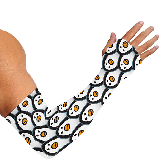 Cute Penguin Face Pattern Print Sun Protection Arm Sleeves