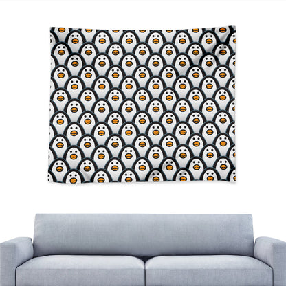 Cute Penguin Face Pattern Print Tapestry