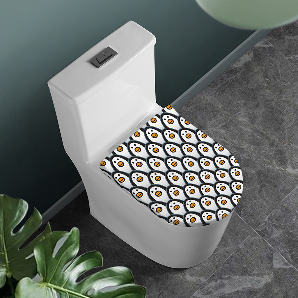 Cute Penguin Face Pattern Print Toilet Lid Cover