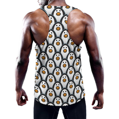 Cute Penguin Face Pattern Print Training Tank Top