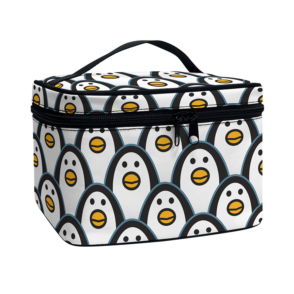Cute Penguin Face Pattern Print Travel Makeup Bag