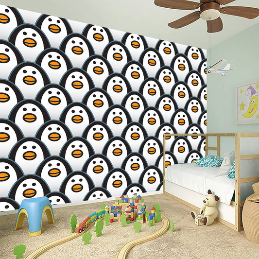Cute Penguin Face Pattern Print Wall Sticker