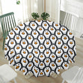 Cute Penguin Face Pattern Print Waterproof Round Tablecloth