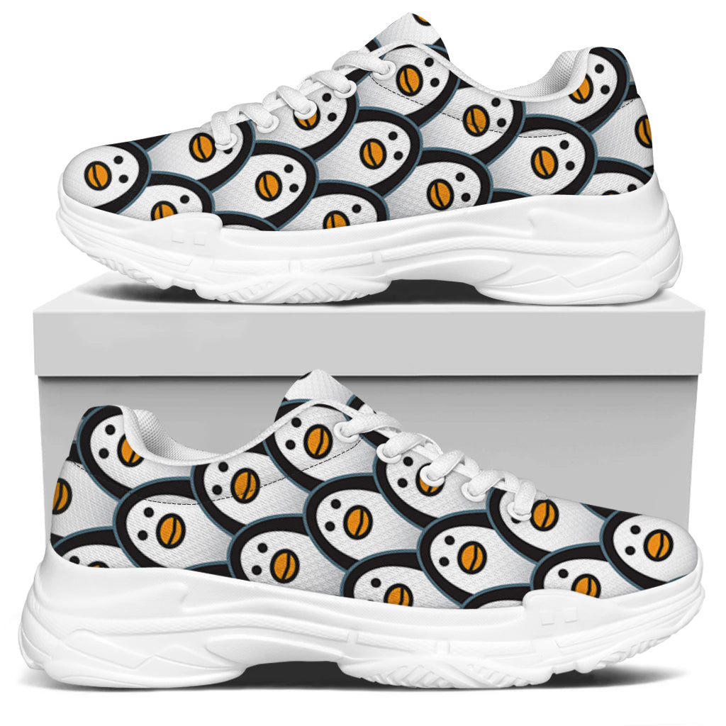 Cute Penguin Face Pattern Print White Chunky Shoes