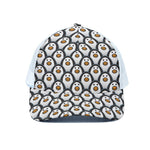 Cute Penguin Face Pattern Print White Mesh Trucker Cap