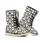 Cute Penguin Face Pattern Print Winter Boots