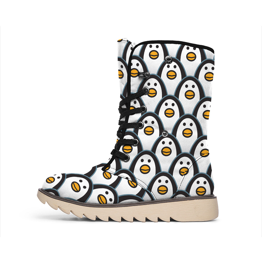 Cute Penguin Face Pattern Print Winter Boots