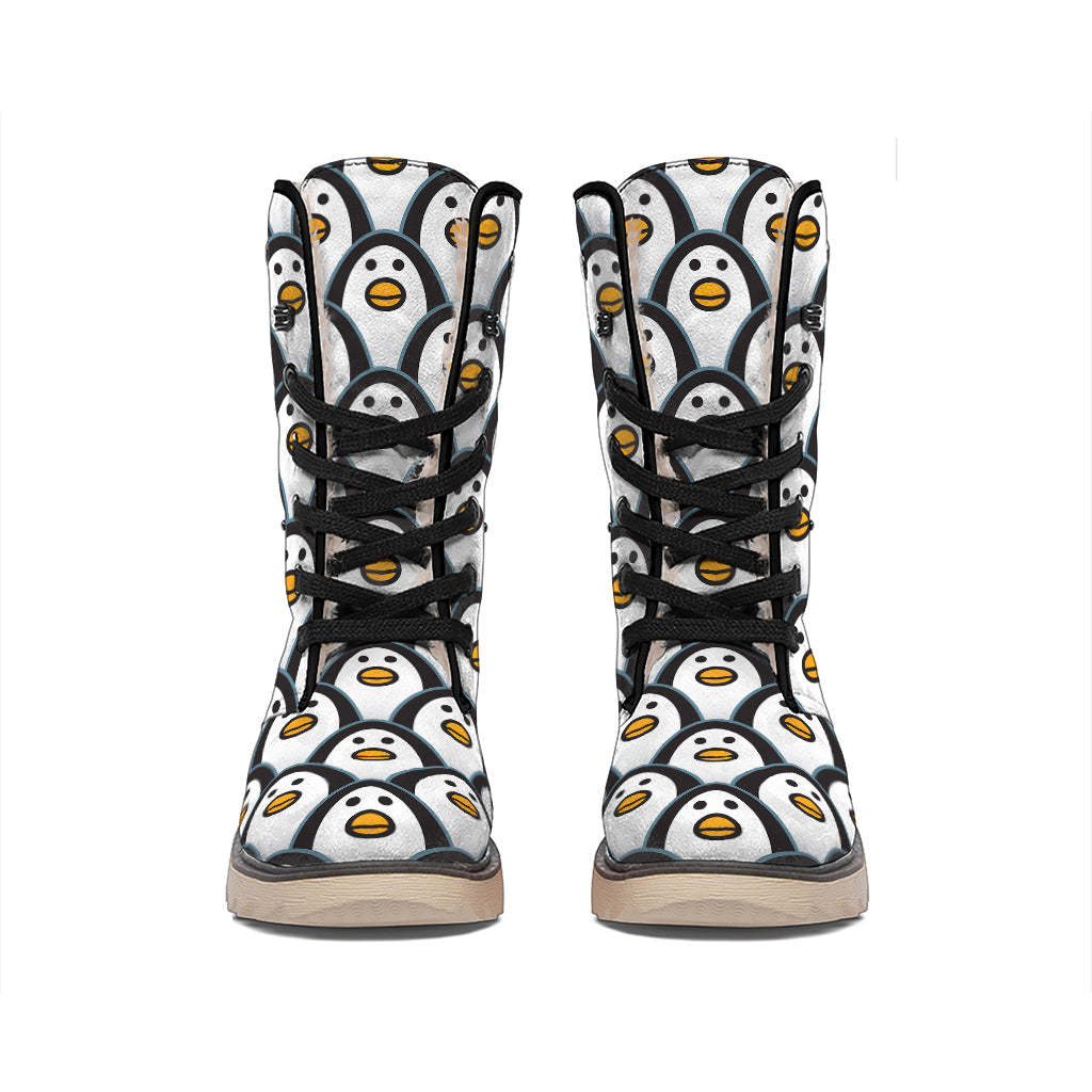 Cute Penguin Face Pattern Print Winter Boots