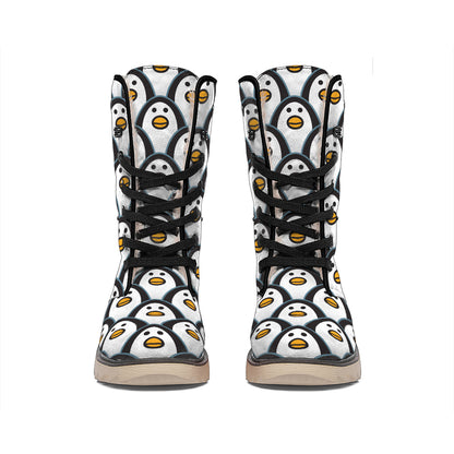 Cute Penguin Face Pattern Print Winter Boots