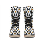 Cute Penguin Face Pattern Print Winter Boots