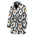 Cute Penguin Face Pattern Print Women's Bathrobe