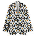 Cute Penguin Face Pattern Print Women's Blazer