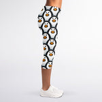 Cute Penguin Face Pattern Print Women's Capri Leggings