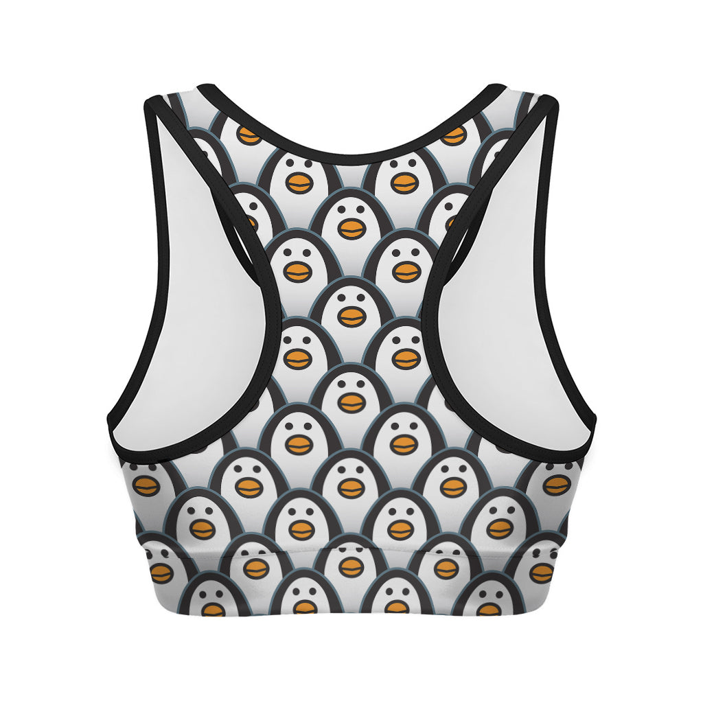 Cute Penguin Face Pattern Print Women's Sports Bra