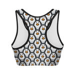 Cute Penguin Face Pattern Print Women's Sports Bra