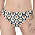 Cute Penguin Face Pattern Print Women's Thong