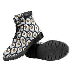 Cute Penguin Face Pattern Print Work Boots