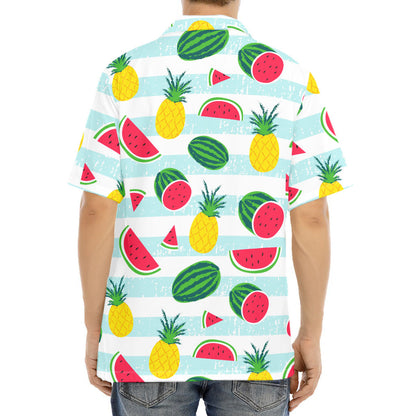 Cute Pineapple Watermelon Pattern Print Aloha Shirt