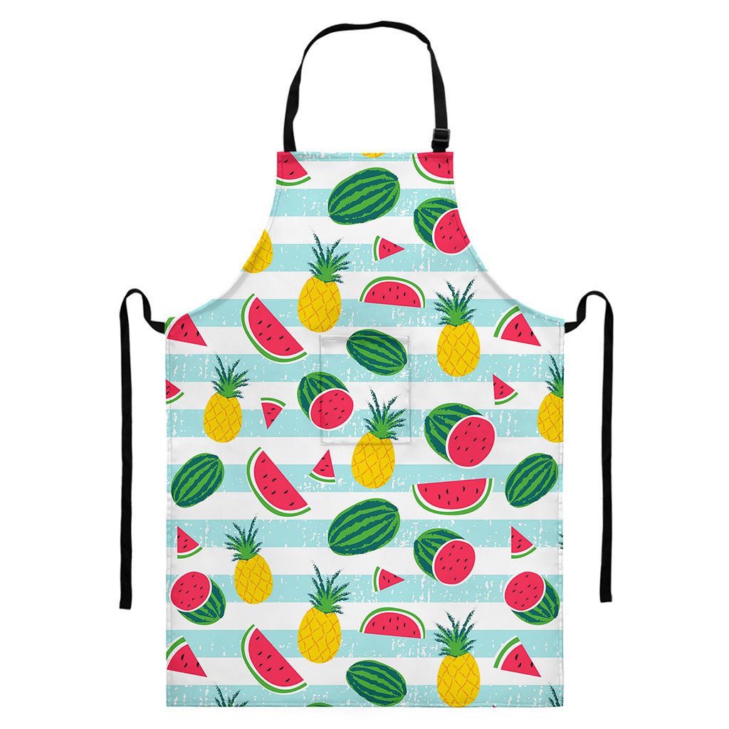 Cute Pineapple Watermelon Pattern Print Bib Apron With Pocket
