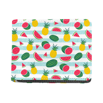 Cute Pineapple Watermelon Pattern Print Bifold Wallet