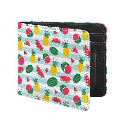 Cute Pineapple Watermelon Pattern Print Bifold Wallet