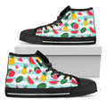 Cute Pineapple Watermelon Pattern Print Black High Top Sneakers