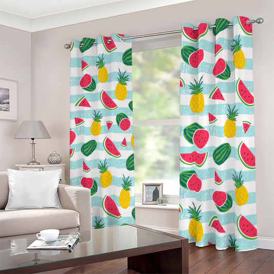 Cute Pineapple Watermelon Pattern Print Blackout Grommet Curtains